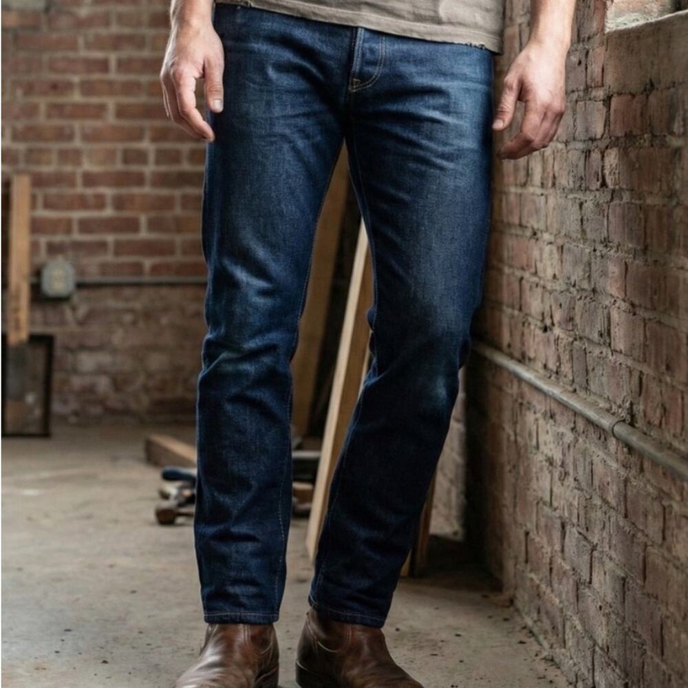 Buck Mason Slim Jeans Dark Mens Denim 29 x 33 Made in USA Indigo Rigid
